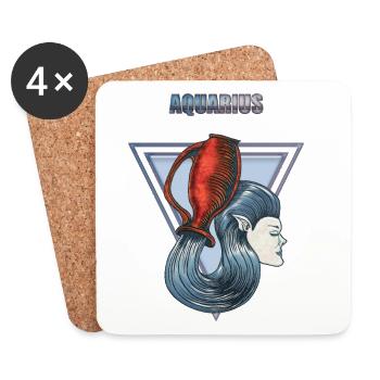 Signe du zodiaque Verseau - Dessous de verre (lot de 4) - blanc - Devant