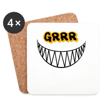 Grrr Sourire de monstre avec des dents - Dessous de verre (lot de 4) - blanc - Devant