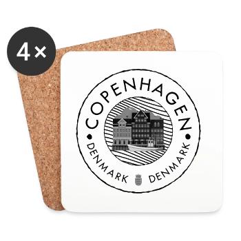 Copenhague, Danemark - Dessous de verre (lot de 4) - blanc - Devant