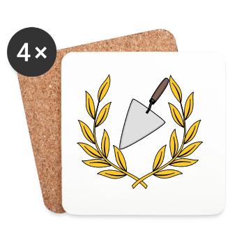 Laurel wreath craft bricklayer trowel - Coasters (set of 4) - white - Front