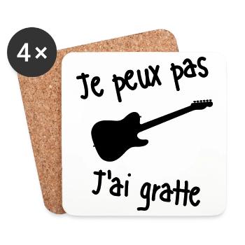 Tee-shirt je peux pas j'ai guitare - Dessous de verre (lot de 4) - blanc - Devant