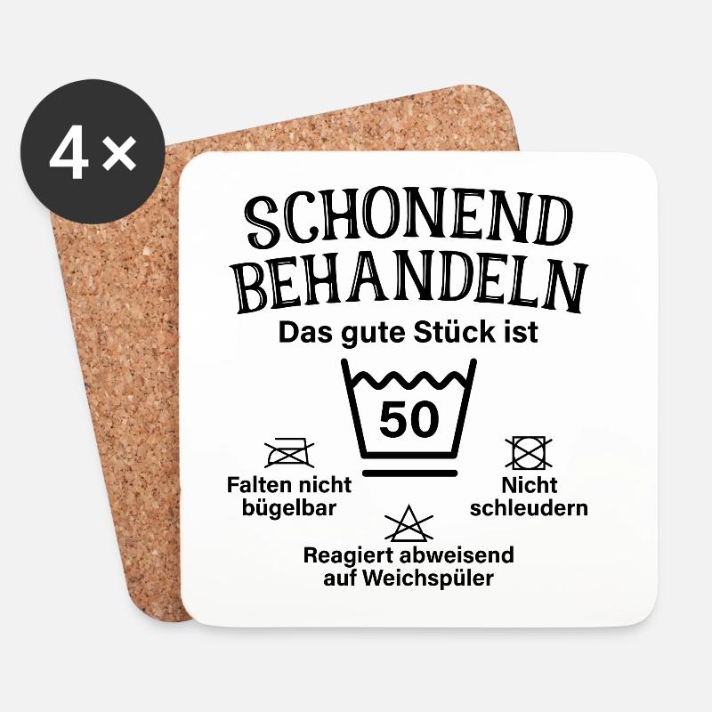 Schonend Behandeln Fünfzig Geschenk 50. Geburtstag - Untersetzer (4er-Set) - Weiß
