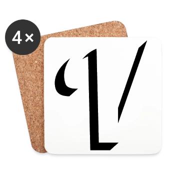 Letter V, name, the letter V - Coasters (set of 4) - white - Front