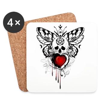 Graffiti de la chute de cœur rouge - Dessous de verre (lot de 4) - blanc - Devant