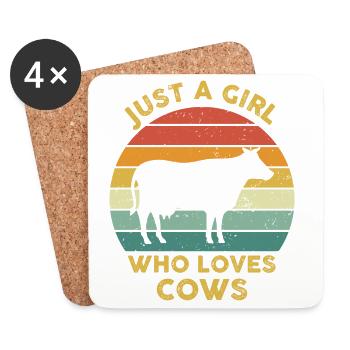 Just A Girl Who Loves Cows Vintage - Dessous de verre (lot de 4) - blanc - Devant