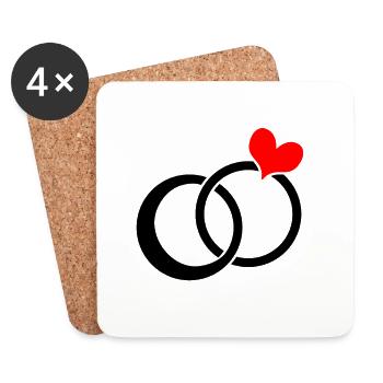 Marry engagement ring wedding wedding band couples marriage - Coasters (set of 4) - white - Front
