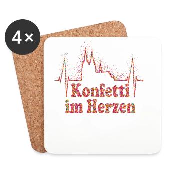 Köln Herzschlag Konfetti Im Herzen Karneval Kölner - Untersetzer (4er-Set) - Weiß - Vorne
