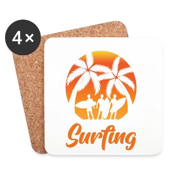 surfing - Coasters (set of 4) - white - Front