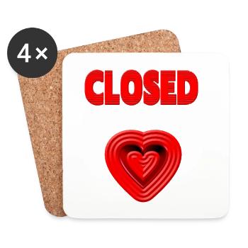 HEART closed - Herzschmerz - Liebeskummer V.2 - Untersetzer (4er-Set) - Weiß - Vorne