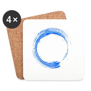 Circle Design Brush Blue - Coasters (set of 4) - white - Front