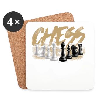 Schach - Untersetzer (4er-Set) - Weiß - Vorne