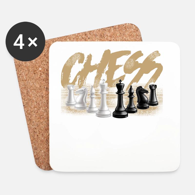 Schach - Untersetzer (4er-Set) - Weiß