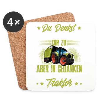 Traktor Lustiger Spruch - Untersetzer (4er-Set) - Weiß - Vorne