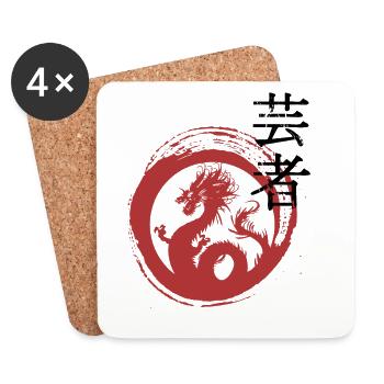 Anneau du Dragon Rouge Motif Zen - Dessous de verre (lot de 4) - blanc - Devant