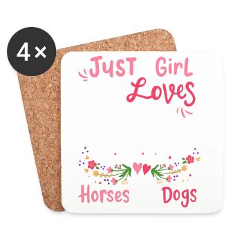 Cheval chien amoureux de chevaux Amoureux de chiens - Dessous de verre (lot de 4) - blanc - Devant