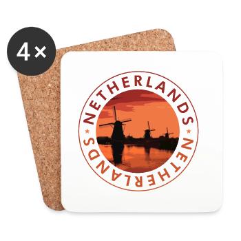 Netherlands Windmills at sunset - Coasters (set of 4) - white - Front