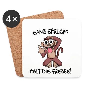 Ganz ehrlich halt die Fresse Affe - Untersetzer (4er-Set) - Weiß - Vorne