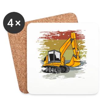 Dragage de chantier rétro - Dessous de verre (lot de 4) - blanc - Devant