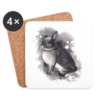 Rabbit - Coasters (set of 4) - white - Front