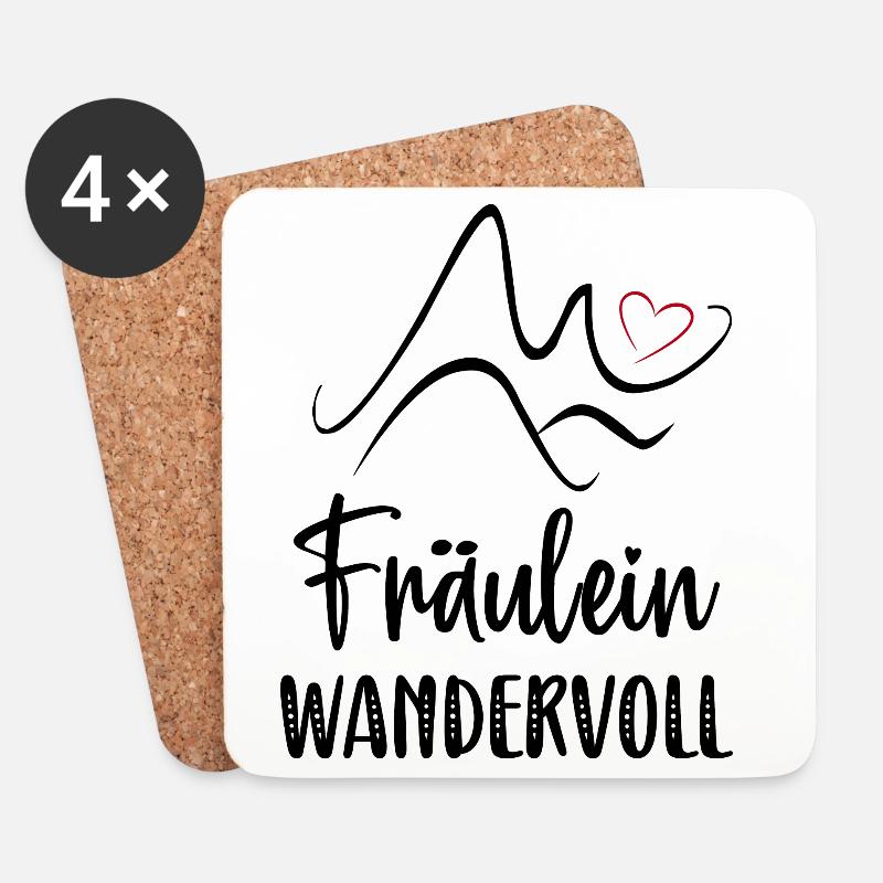 Fräulein Wandervoll Wandern Zubehör Herz Alpen - Untersetzer (4er-Set) - Weiß