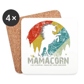 Mama Unicorn Sunset Retro-Hemd - Untersetzer (4er-Set) - Weiß - Vorne