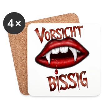 Vorsicht bissig - Untersetzer (4er-Set) - Weiß - Vorne