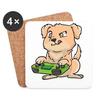 Golden Retriever Gaming Kawaii - Untersetzer (4er-Set) - Weiß - Vorne