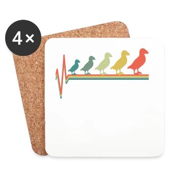 Paon et les paoniers oiseaux Battements de coeur - Dessous de verre (lot de 4) - blanc - Devant