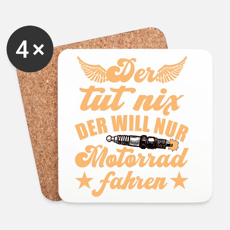 Der will nur Motorrad fahren Biker - Untersetzer (4er-Set) - Weiß