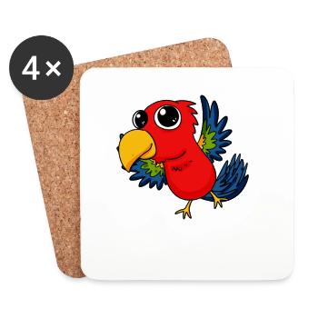 Little Parrot - Coasters (set of 4) - white - Front