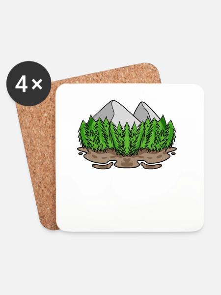 Berg Berge - Untersetzer (4er-Set) - Weiß