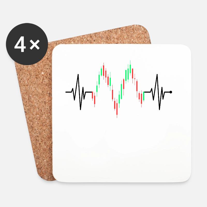 Trader Herzschlag Aktien EKG Börse Forex Trading - Untersetzer (4er-Set) - Weiß