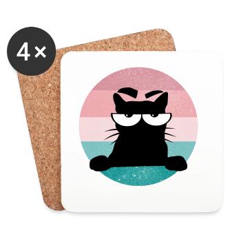 Motif du chat Pas de bouc de muffins du matin - Dessous de verre (lot de 4) - blanc - Devant