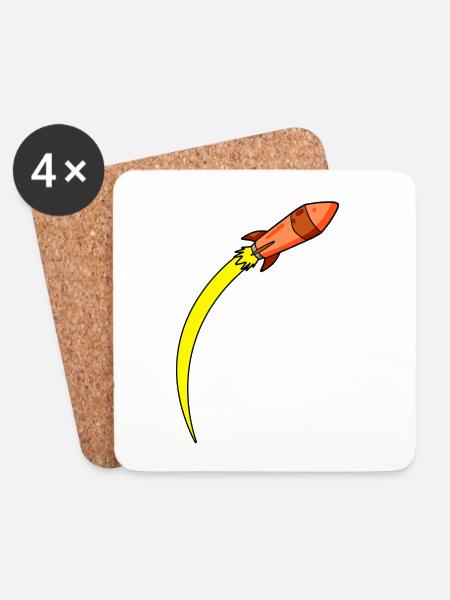 Rakete Raketen - Untersetzer (4er-Set) - Weiß