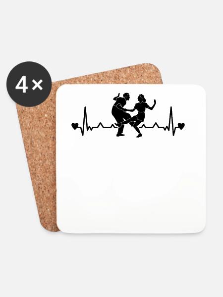 Boogie Woogie Tanz Tanzpaar Heartbeat - Untersetzer (4er-Set) - Weiß