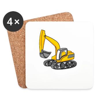 Dragage de chantier machine lourde cadeau - Dessous de verre (lot de 4) - blanc - Devant