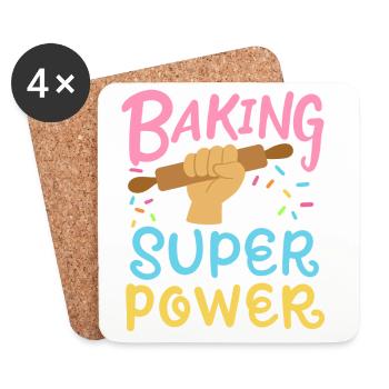 Baking Baker Rolling Pin - Coasters (set of 4) - white - Front