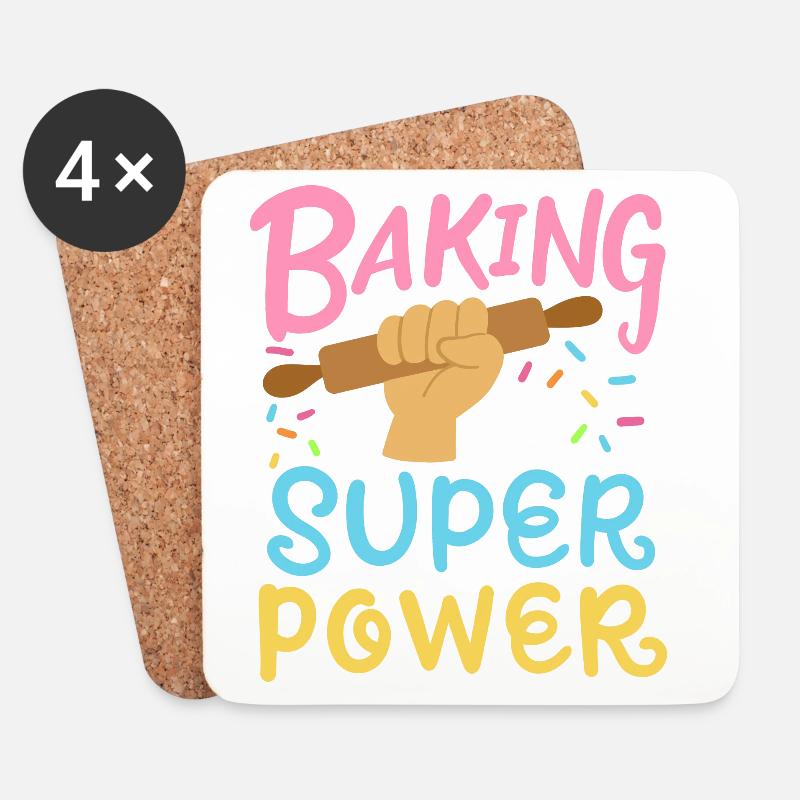 Backen Bäcker Nudelholz - Untersetzer (4er-Set) - Weiß