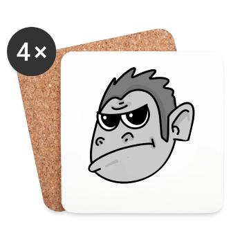 Tête de gorille - Dessous de verre (lot de 4) - blanc - Devant
