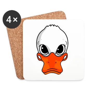 Canard méchant - Dessous de verre (lot de 4) - blanc - Devant
