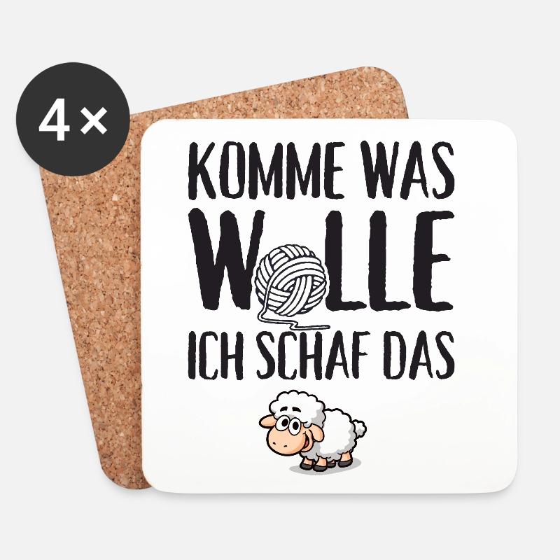 Komme was Wolle ich Schaf das - Untersetzer (4er-Set) - Weiß