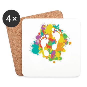 Footprints With Colorful Frame - Coasters (set of 4) - white - Front