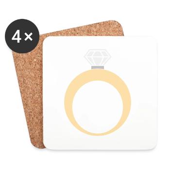 Ring wedding ring engagement ring - Coasters (set of 4) - white - Front