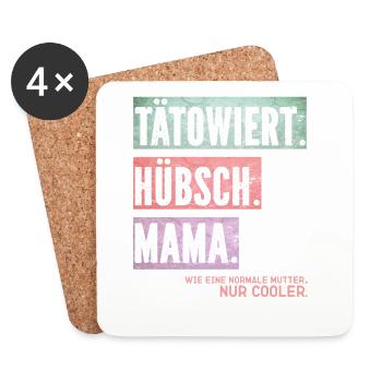Hübsch Mama: Normale Mutter, nur cooler - Untersetzer (4er-Set) - Weiß - Vorne