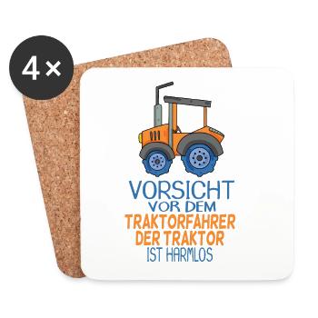 Trecker Traktorfahrer Geschenk - Untersetzer (4er-Set) - Weiß - Vorne
