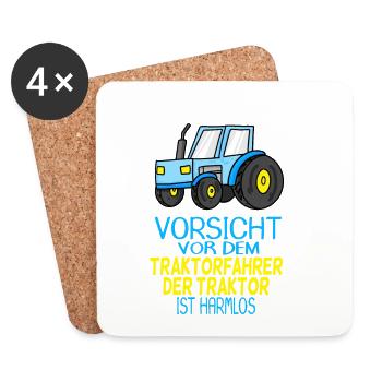 Trecker Traktorfahrer Geschenk - Untersetzer (4er-Set) - Weiß - Vorne