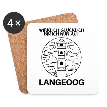 Langeoog - Leuchtturm - Nordsee Insel Langeoog - Untersetzer (4er-Set) - Weiß - Vorne