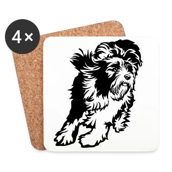 Bearded Collie - Coasters (set of 4) - white - Front
