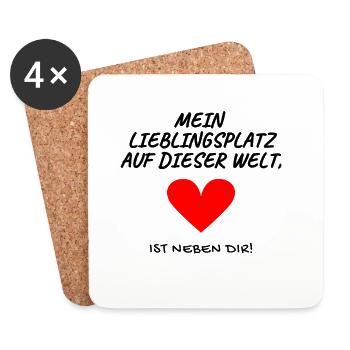 Liebes Kissen mit Spruch Romantisch - Untersetzer (4er-Set) - Weiß - Vorne