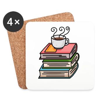 Coffee and books - Coasters (set of 4) - white - Front